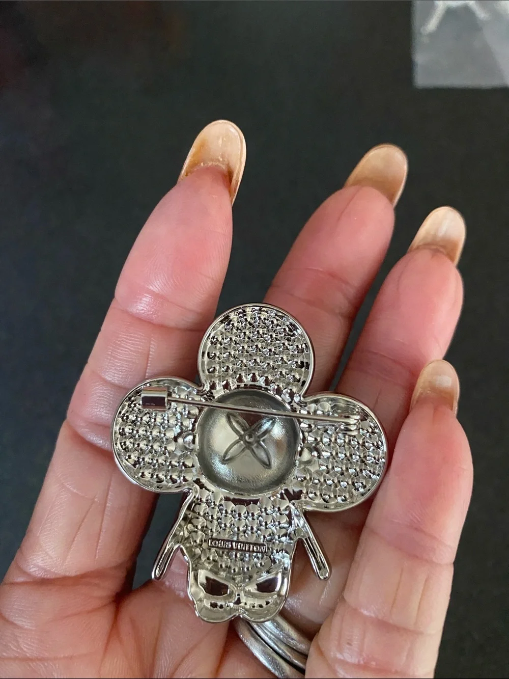 Fashion Jewelry Silver Crystal Four-Petal Flower Brooch
